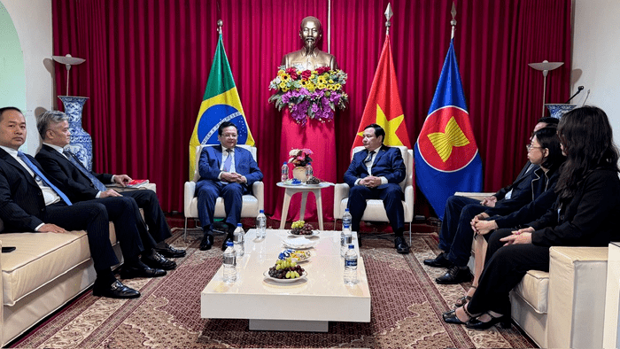 Đồng chí Phó Trưởng Ban Chính sách, chiến lược Trung ương Nguyễn Đức Hiển và Đoàn công tác làm việc tại Brazil