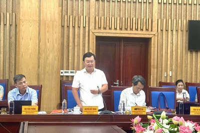 Phó Trưởng Ban Chính sách, chiến lược Trung ương Nguyễn Đức Trung và Đoàn giám sát của Ban làm việc với Đảng ủy UBND tỉnh Nghệ An về thực hiện Nghị quyết số 39-NQ/TW  của Bộ Chính trị